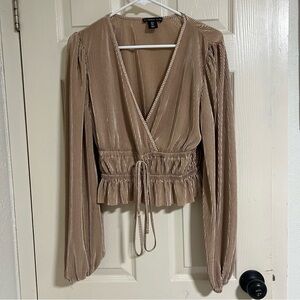 Sincerely Jules Tan Pleated Wrap Blouse